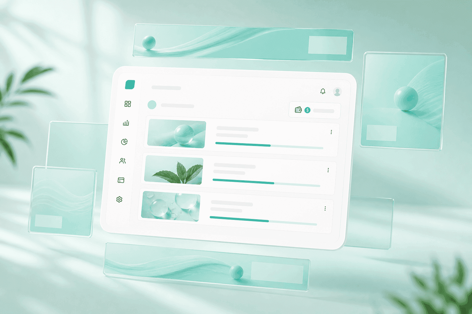 Abstract view of campaigns, wallets, and ad units moving through the network