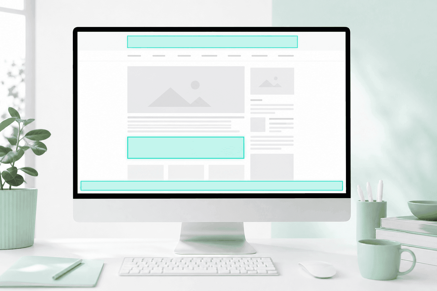 Website layout with highlighted ad placements for publishers